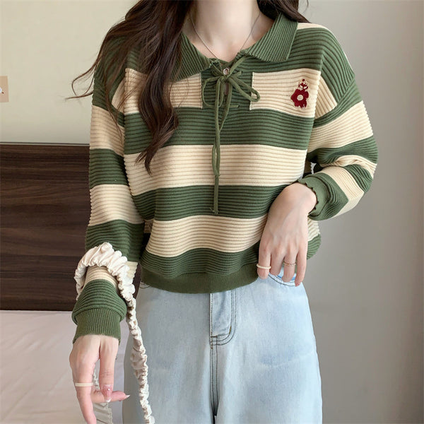 Women Long Sleeve Striped Top