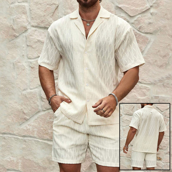 Solid Loose Casual Men Beach Shirt & Shorts