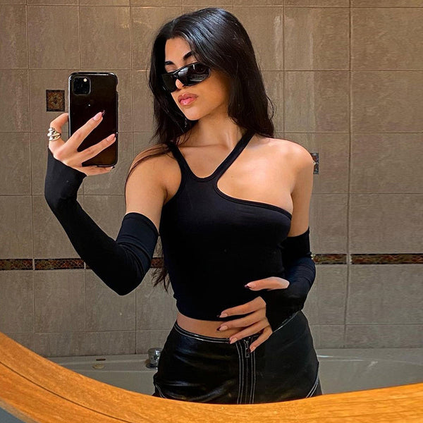 Irregular Split Oversleeves Slim Top